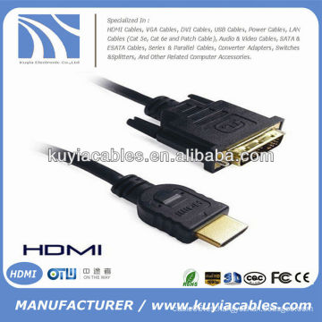 El oro 24 + 1 varón de DVI al cable masculino de HDMI para HDTV HD